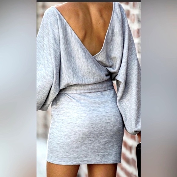 Dresses & Skirts - 🥀 Gray Knit Wrap Top Reversible Dress, Sz Med, New 🥀
